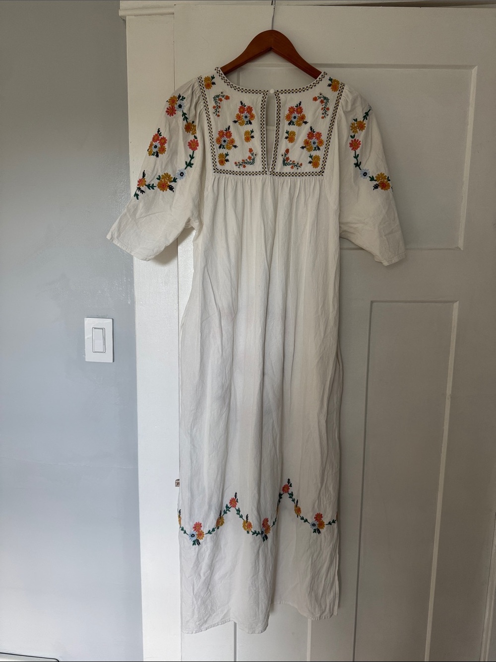 White Floral Embroidered Maxi Dress - Picture 5 of 5